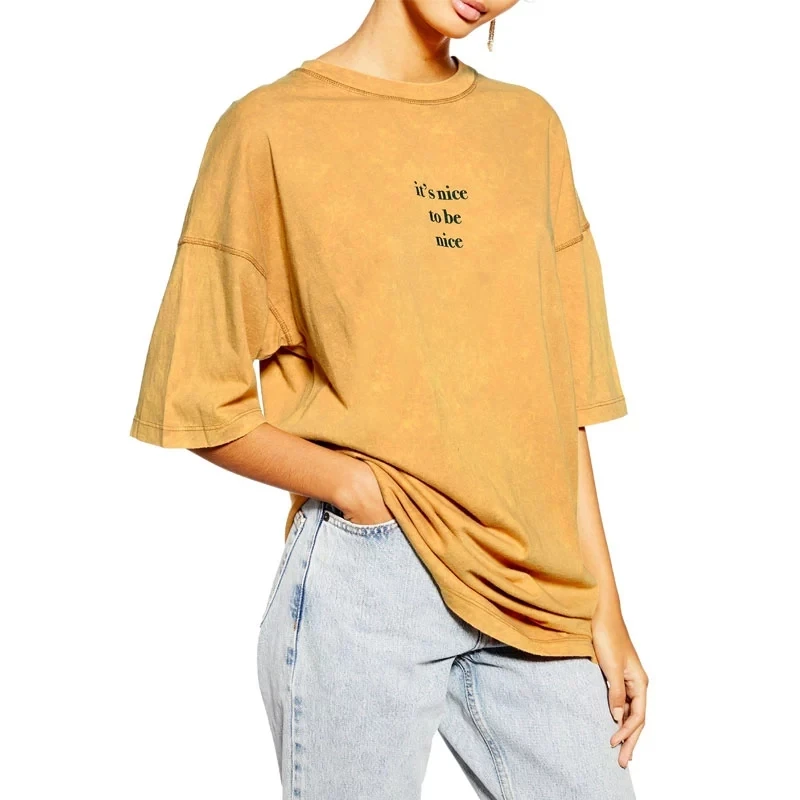 

summer female tshirt 100% bambooo cotton oversized long tshirts for women custom plain women tshirt, Champagne