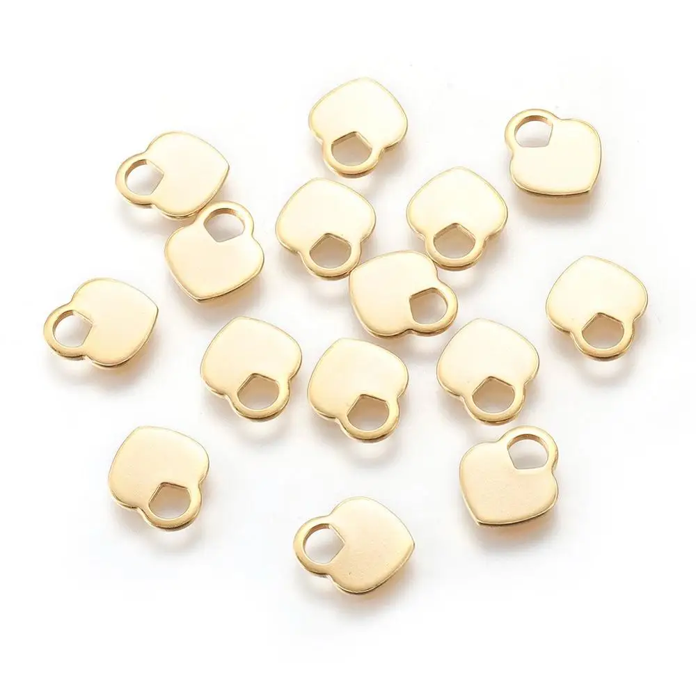 

PandaHall 304 Stainless Steel Jewelry Heart Gold Charms for Making Jewelry