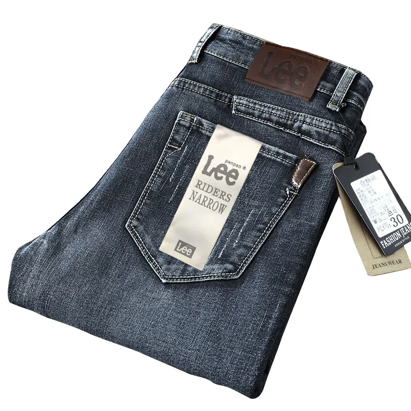 

Autumn and winter jeans slim straight high waist plus size casual long pants men's Korean style trend all-match