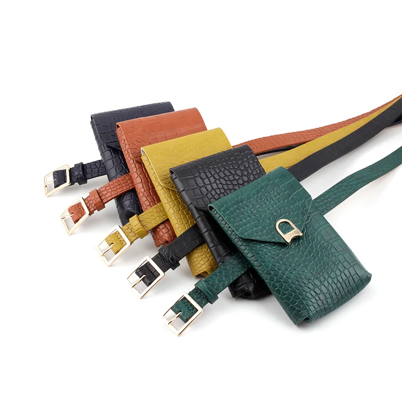 

Oem Woman Luxury Waist Bags Leather Girl Fashion Removable Crocodile Mini Belt Bag Fanny Pack 1pcs/opp Bag 5pcs/color Serpentine