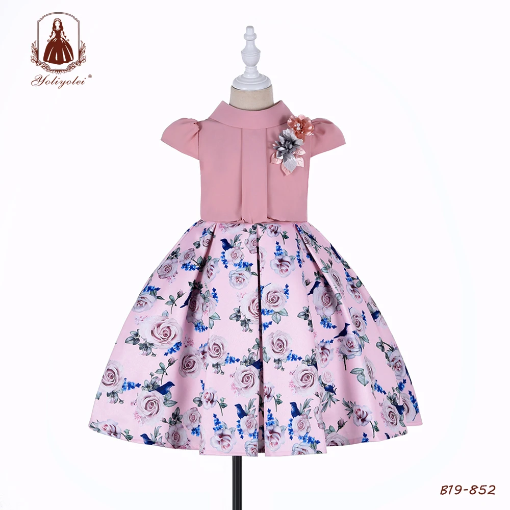 

Wholesale Lovely Kids Clothes Girls' Backless A-line Printed Floral Pattern Baby Girl Summer Dresses