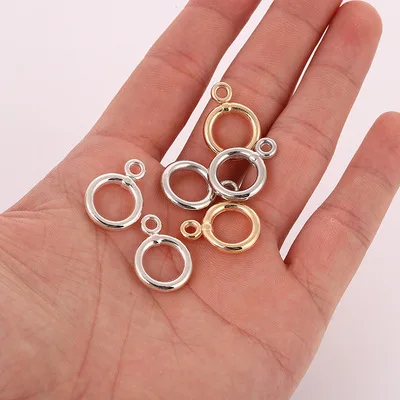 

500pcs/bag DIY Jewelry Making Plastic Accessories Jewelry Findings Gold Plated ABS CCB O T Clasp Connectors For Necklace Making, Silver, gold