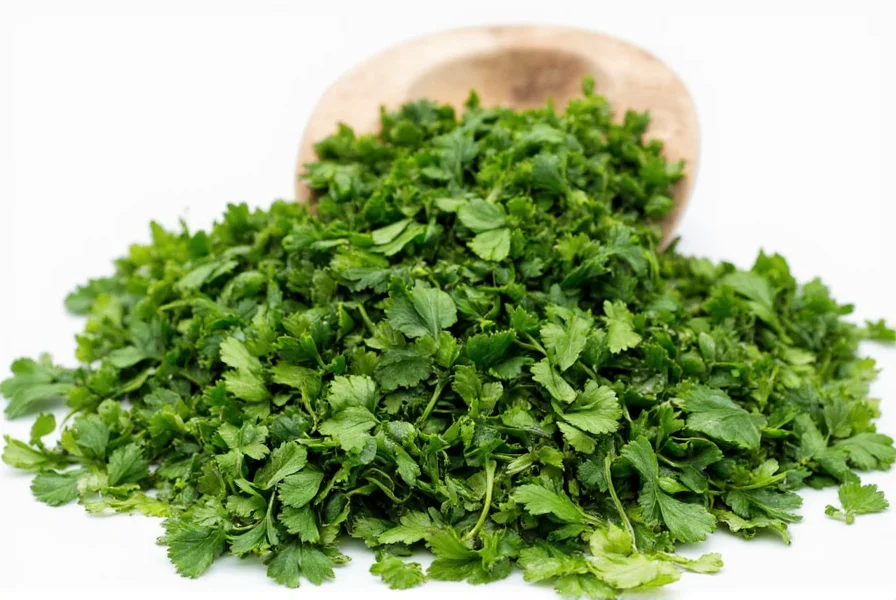 Dehydrated parsley flakes in a jar