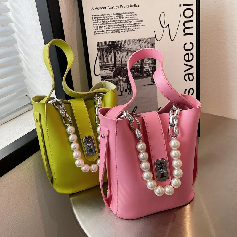 

2022 Drop Shipping Fashion Pearl Handle Bag Summer Small Jelly Lady Leather Handbags Women Hand bag Tote BAG