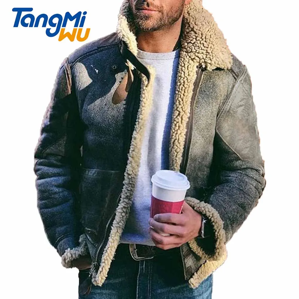 

TMW 2021 Men's Fashion Winter Jacket is a plush jacket with zipper closure, daily casual long-sleeved fur coat