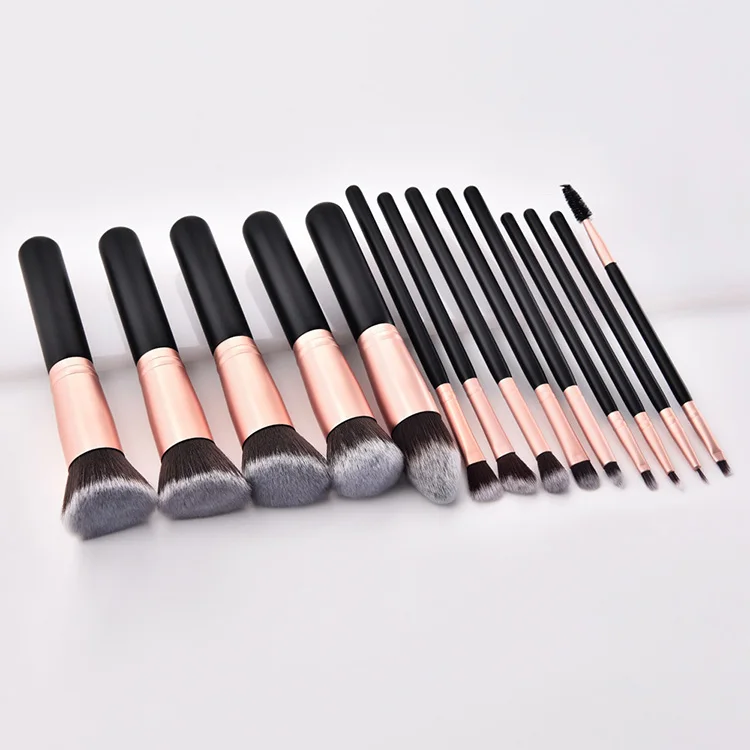 

Hot sale Custom Logo Professional 14pcs Premium Cosmetic Brush Foundation Eyebrow Brush Contour Blending Powder Makeup Brush Kit