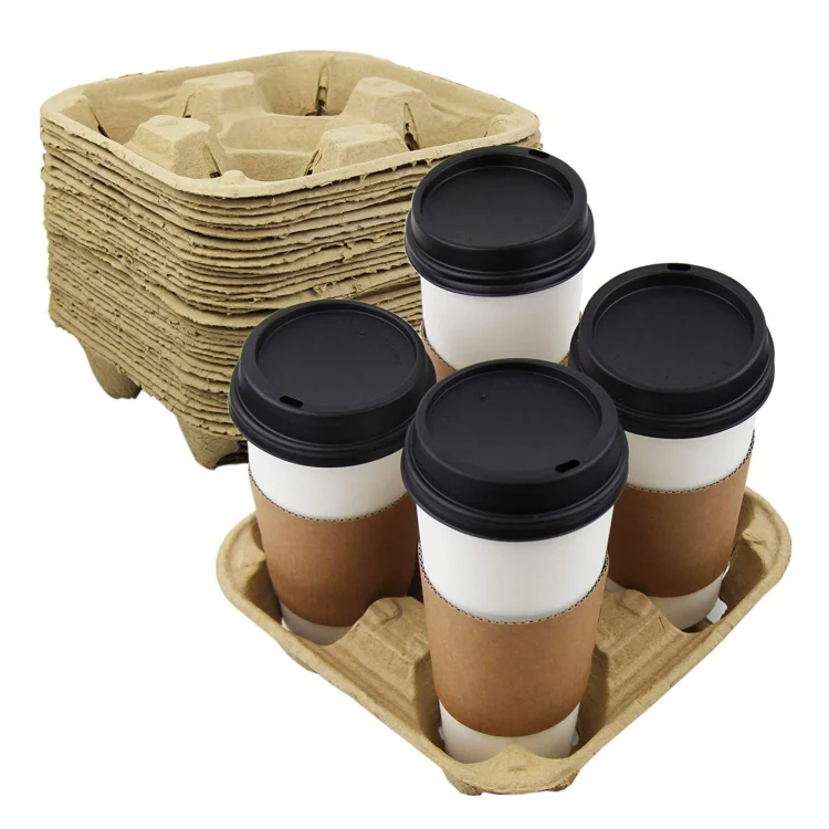 

Wholesale Paper Cup Holder Tray/ Paper Pulp Cup Carrier / Coffee Paper Cup Holder