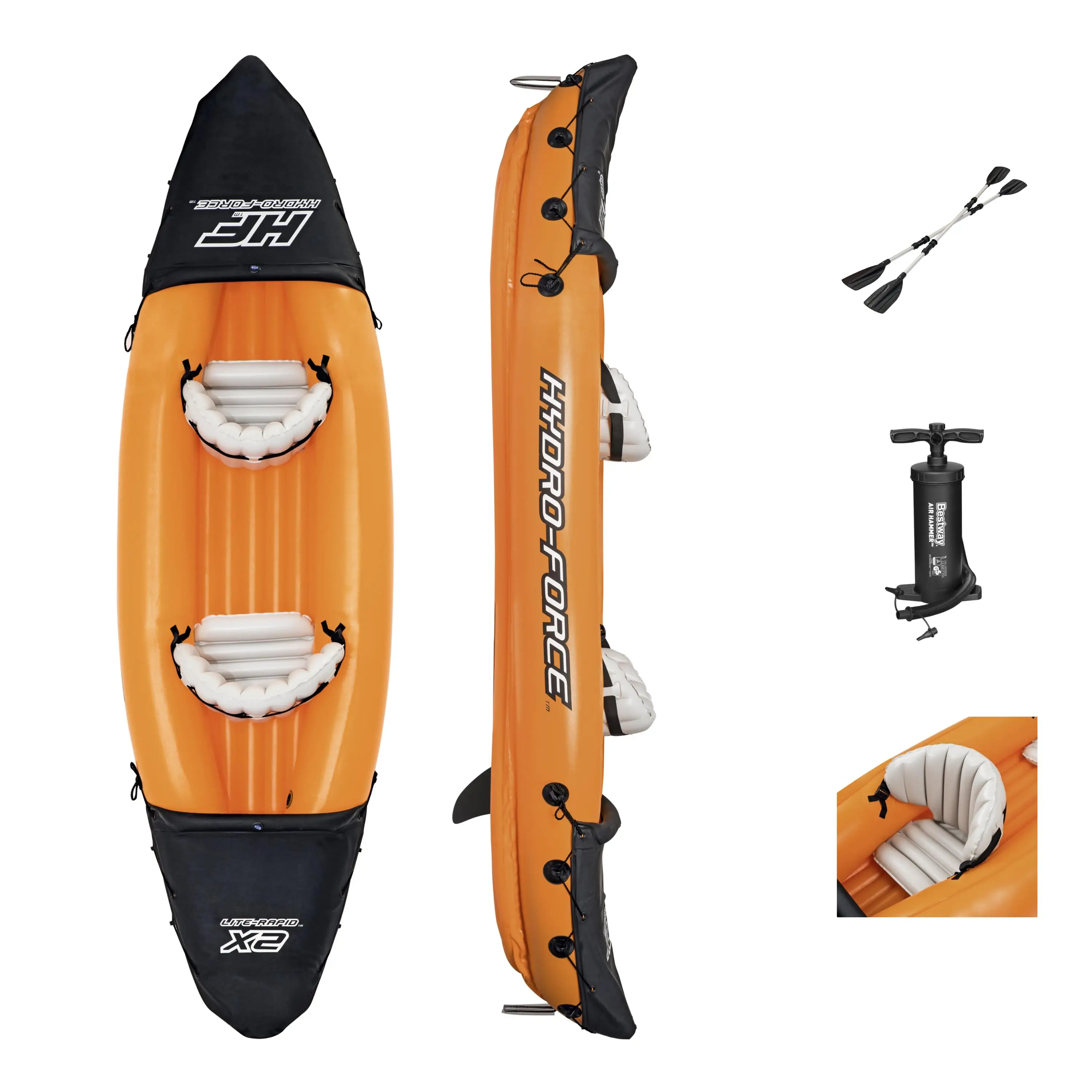 Bestway 65077 Hydro Force 126" X 35" 2 Person Inflatable Kayak Fishing Kayak 2 Person