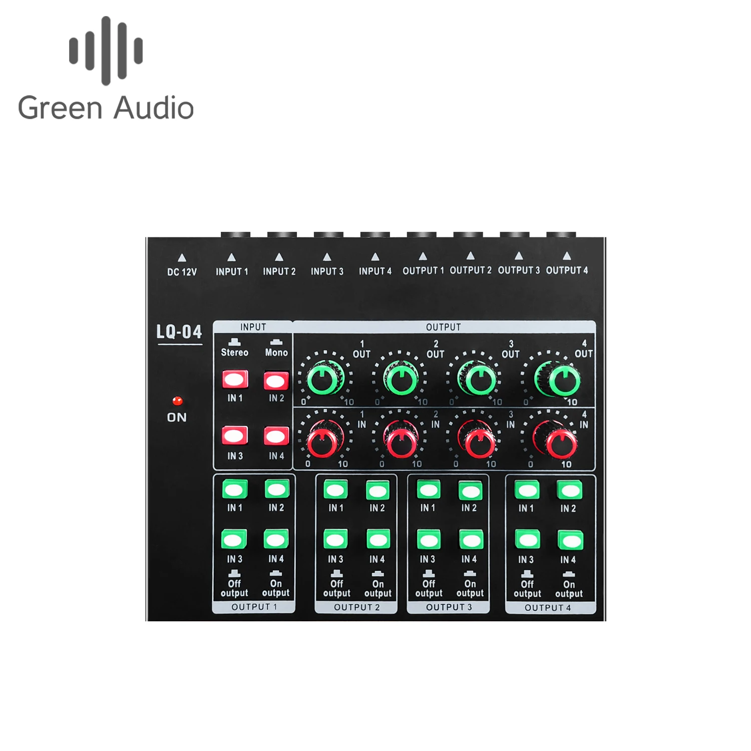 

GAX-LQ04 4-in 4-out 4 channel Line Mixer Recording Soundcard For PC Mini Audio Mixer For Small Club