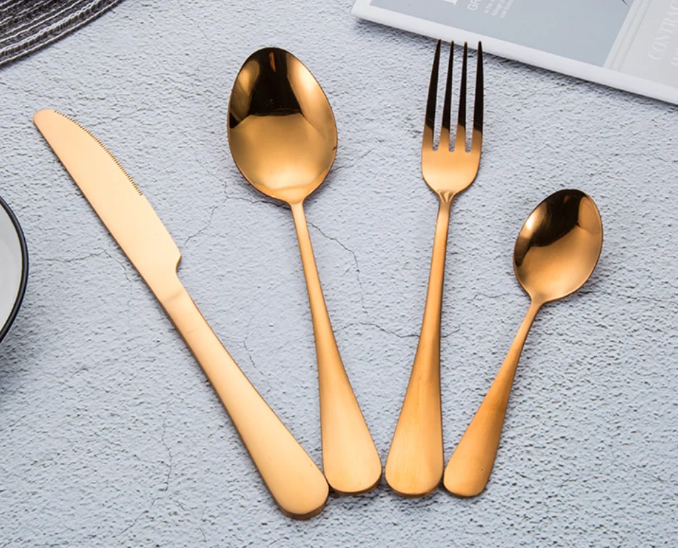 

New Household Kitchen Machine Travel Reusable Restaurant Wedding Camping Knife Spoon Fork cubiertos, Customized color