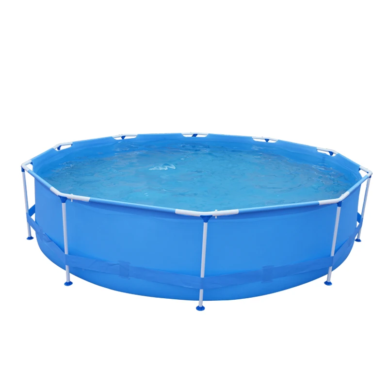 

Blue above ground swimming pool with filter pump stainless steel pool 360 cm x 76 cm Plastic metal frame swimming pool, As picture