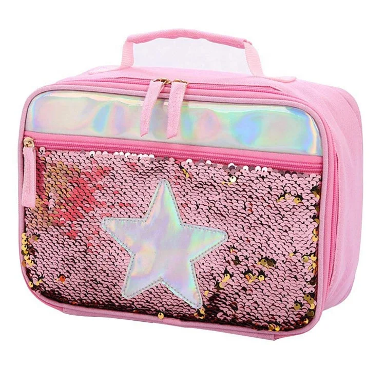 

Girls Sequins Cooler Insulated Soft Lunch Box School Thermal Meal Tote Kit Lunch Bag Storage Boxes & Bins Food Container Oujia