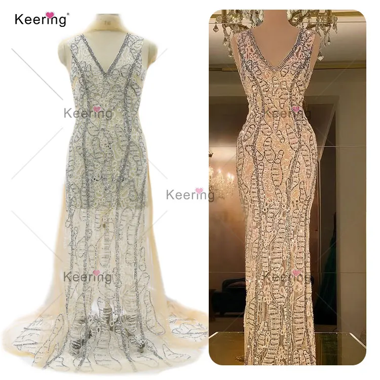 

Pink Or White Elegant Party Wedding Evening Dress Long Full Body applique rhinestone fabric, White;pink as pictures;can be custom