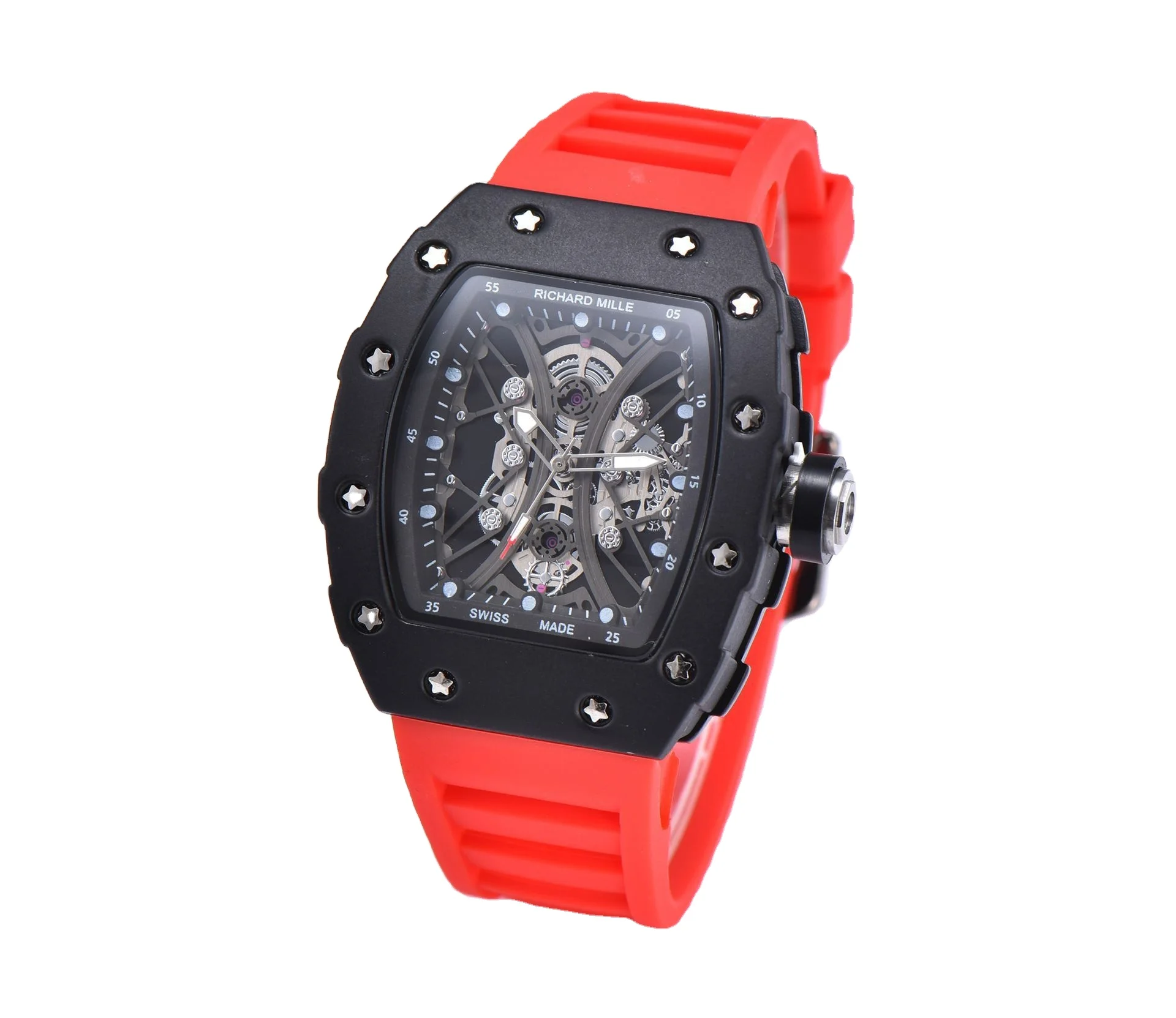 

New European and American popular hollow flower ghost head hollow silicon tape quartz men's and women's watches