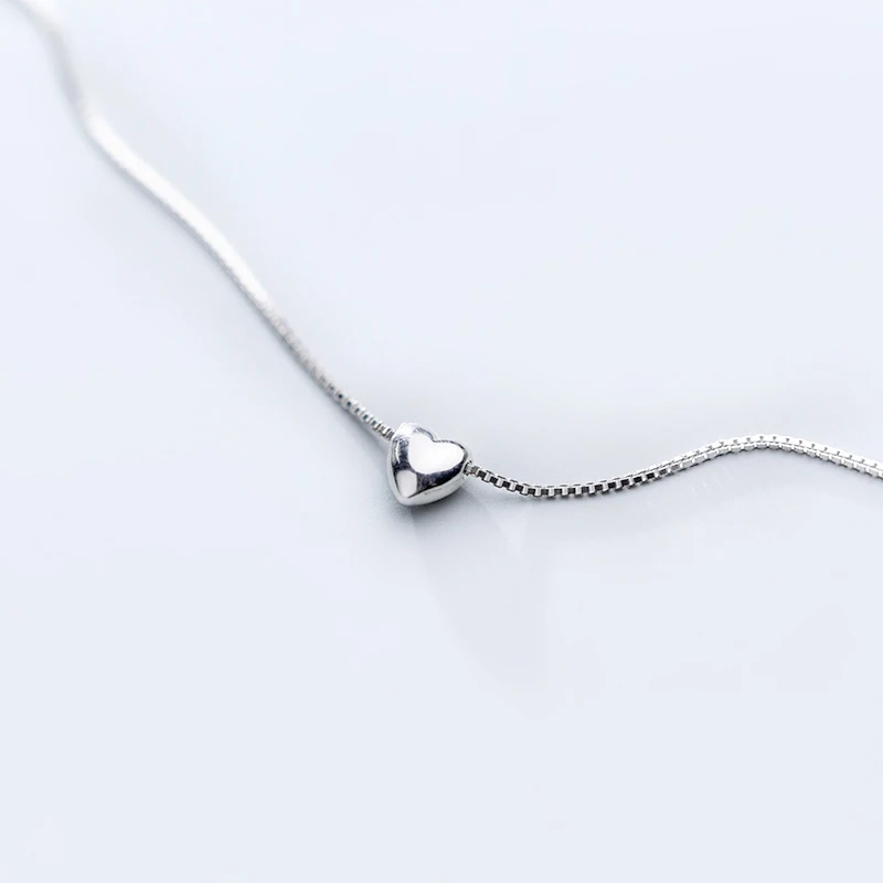 

N1929 Hearted Choker Valentines Pave Small Sterling Silver Love Heart Charm Tennis Shaped Pendant Necklace 925 Jewelry For Women