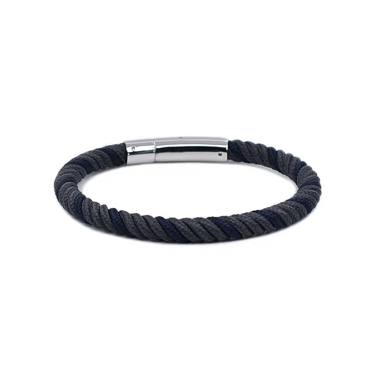 

New design stainless steel charm nylon rope bracelet for men, Customized