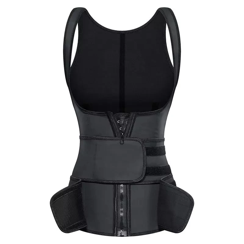 

Black Fajas Double Belts Sticker Vest Shapewear Big Size Latex Slimming Waist Trainer Shaper For Women