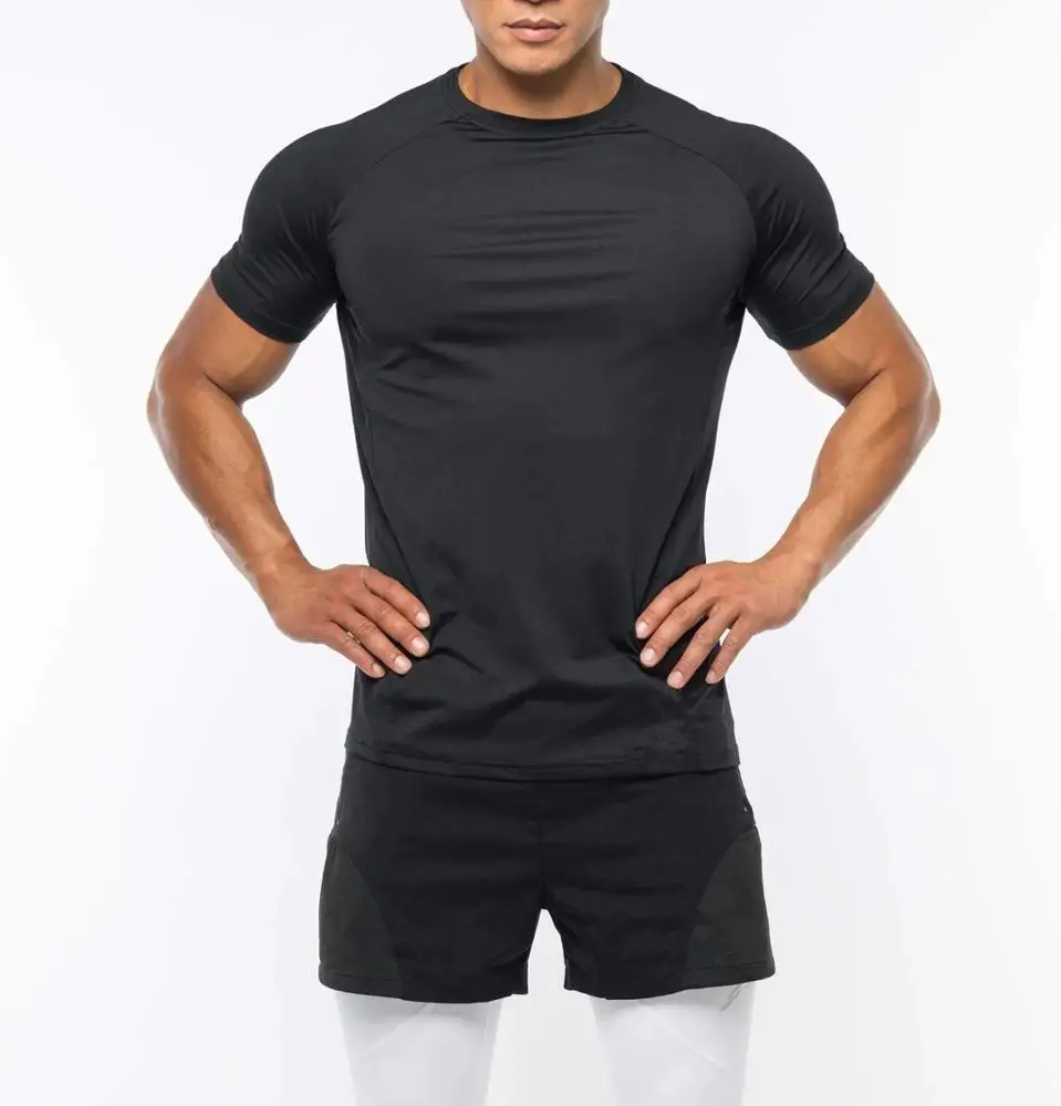 

Hot Custom Logo print Dry Fit Short Sleeve Muscle Gym Fitness T shirt