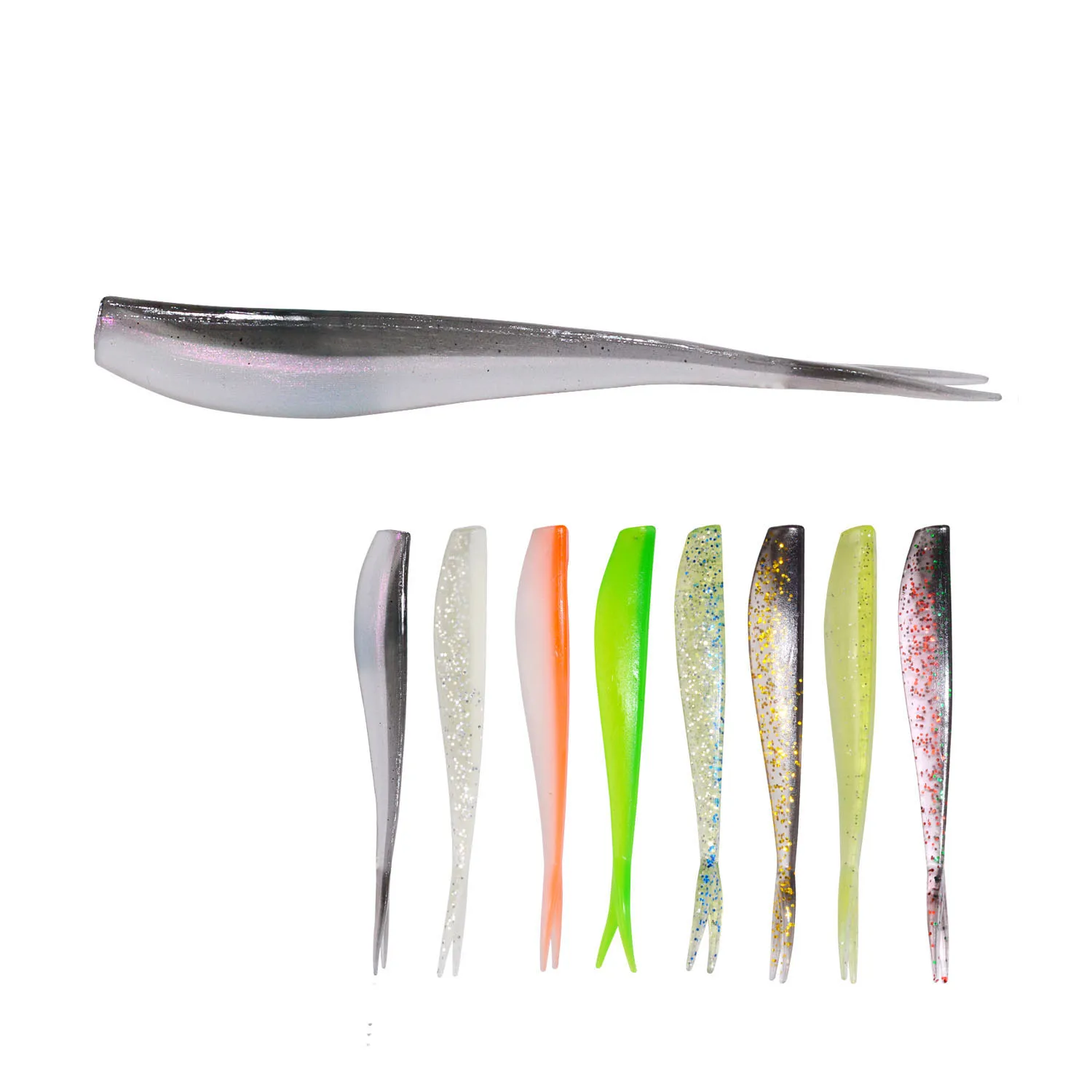 

Professional 100mm 3.5g 4pcs Fishing Branded Lure PVC Bait Fork Tail Soft Bait, 4 colors