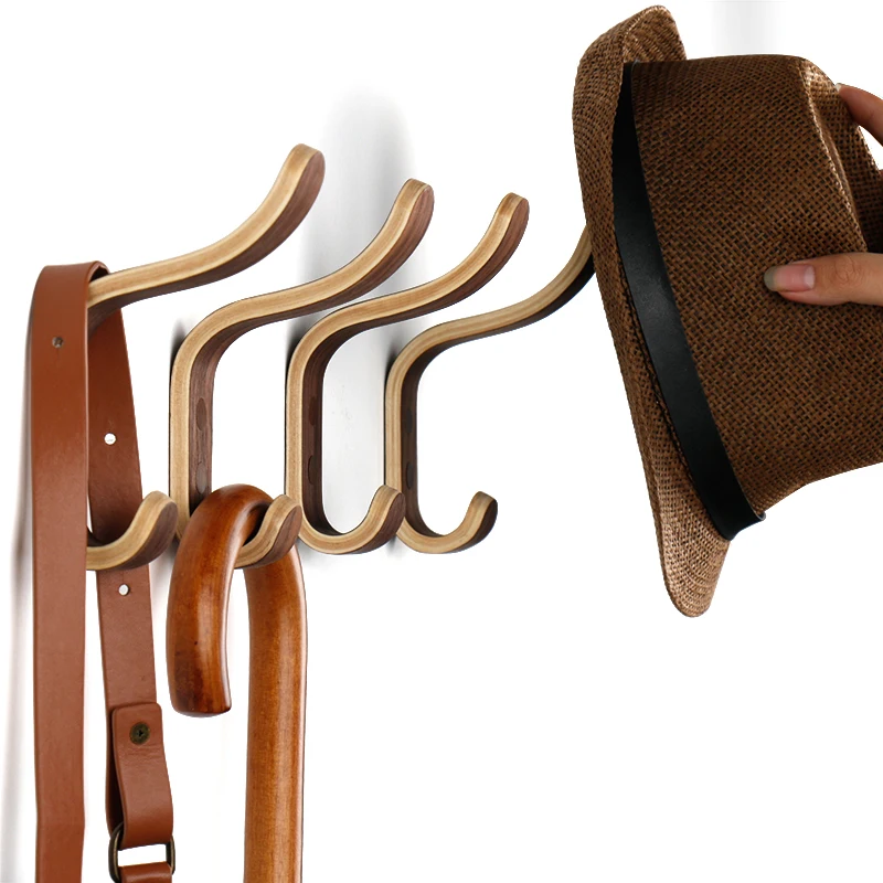 Natural Wooden Coat Hooks Hat Hanger Vintage Heavy Duty Plywood Wall
