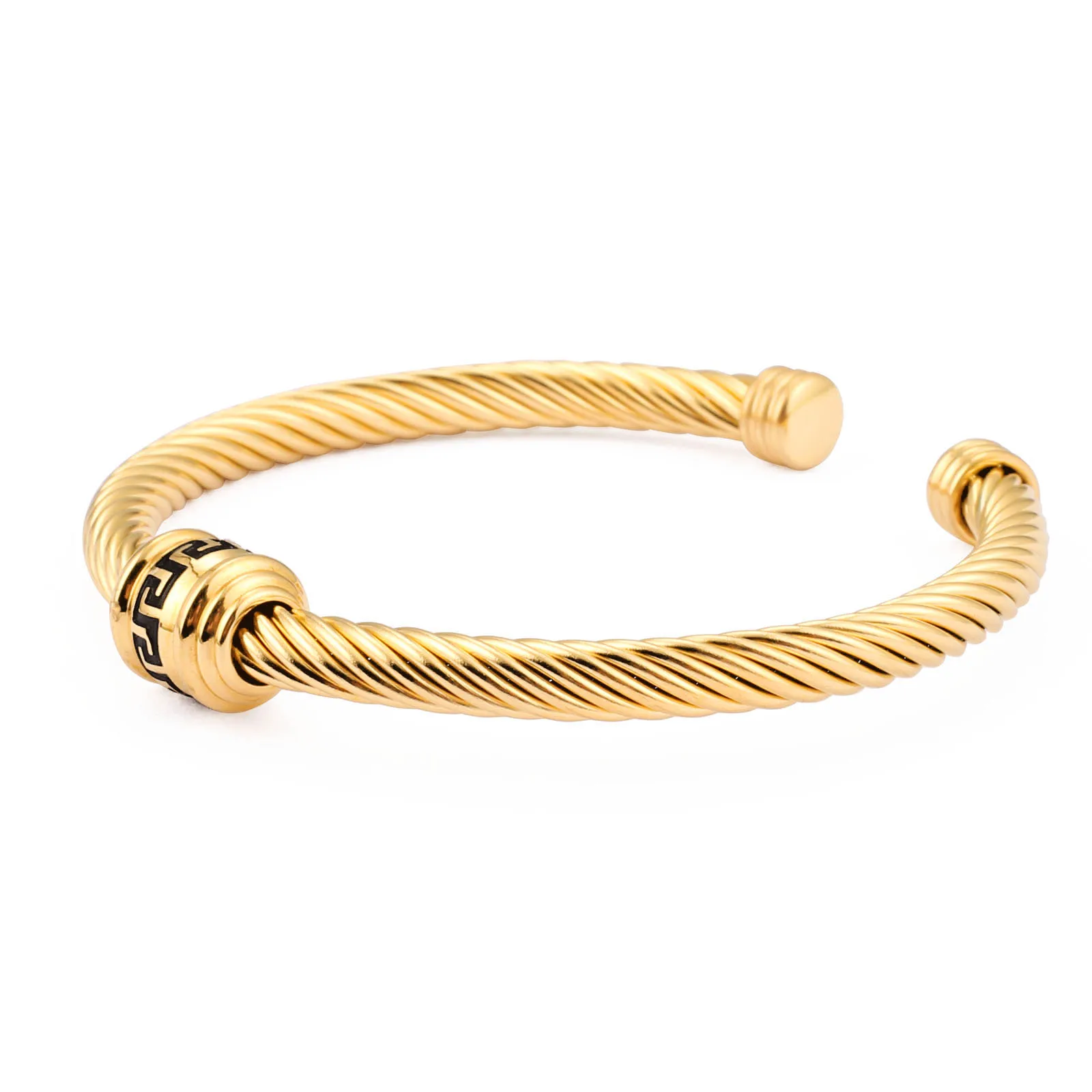 

Wholesale Metal Jewelry Men Women Gifts 18k Gold Waterproof Open Round Simple Great Wall Chart C-shaped Stainless Steel Bracelet