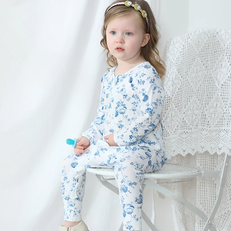 

Autumn Winter Skin Friendly Soft Touching Floral Pattern Long Sleeves Baby Girl's 100% Cotton Rompers