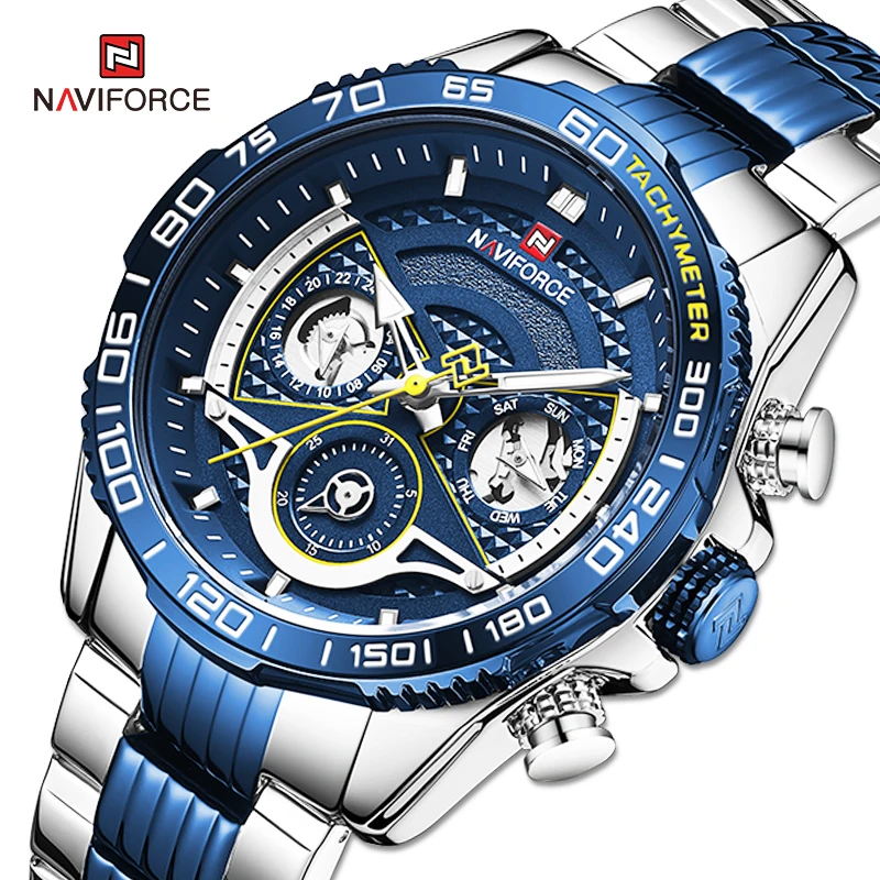 

NAVIFORCE 9185 Men's Watch Luxury Brand Business Casual Quartz Wrist Waterproof Luminous Watches Men Wrist Relogio Masculino, 5-colors