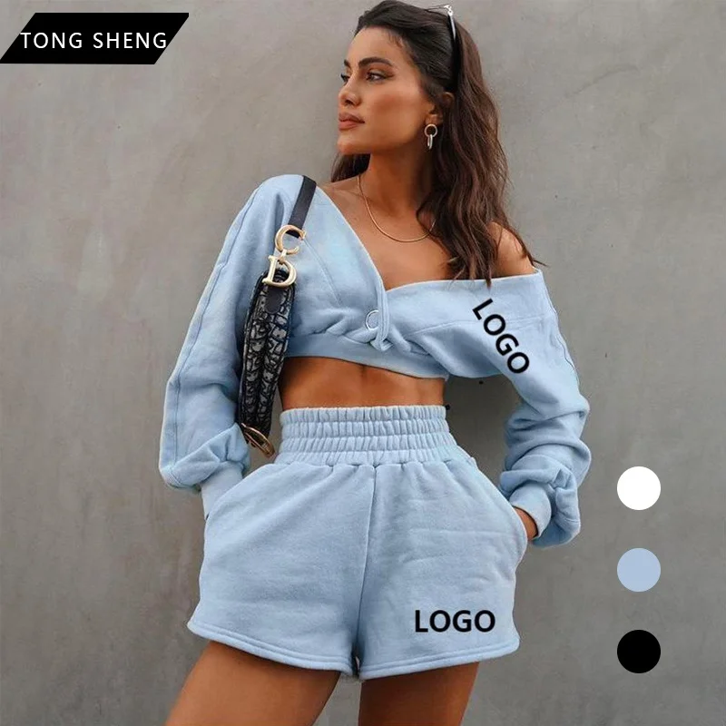 

Fall Winter 2021 Women Clothes Crop Tops Hoodie Sweatshirt Jogger Pants Set Designer Women 2 Two Piece Short Jogger Set