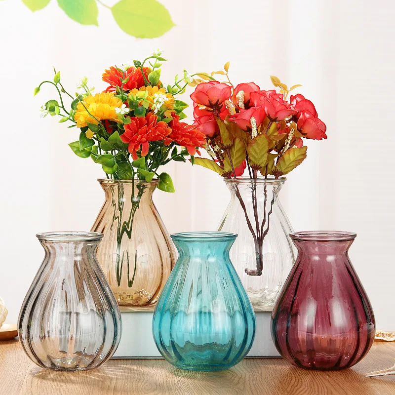 

Glass vase Nordic simple transparent vase American ornaments Hyacinth flower living room ornaments small vase, As the picture