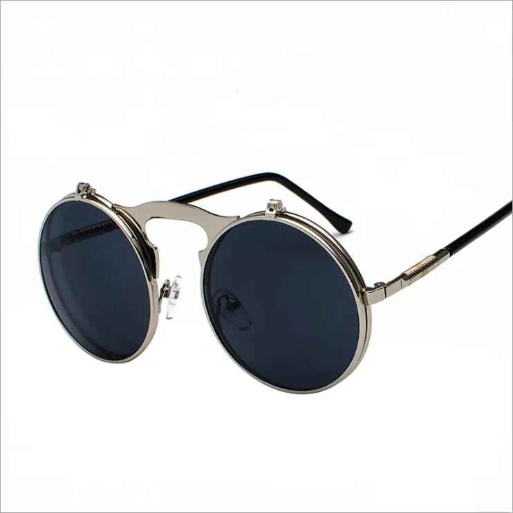 

2021 Vintage Retro Round Metal Sun glasses Men Women Black Clip On Glasses Eyeglasses New Shade Sunglasses