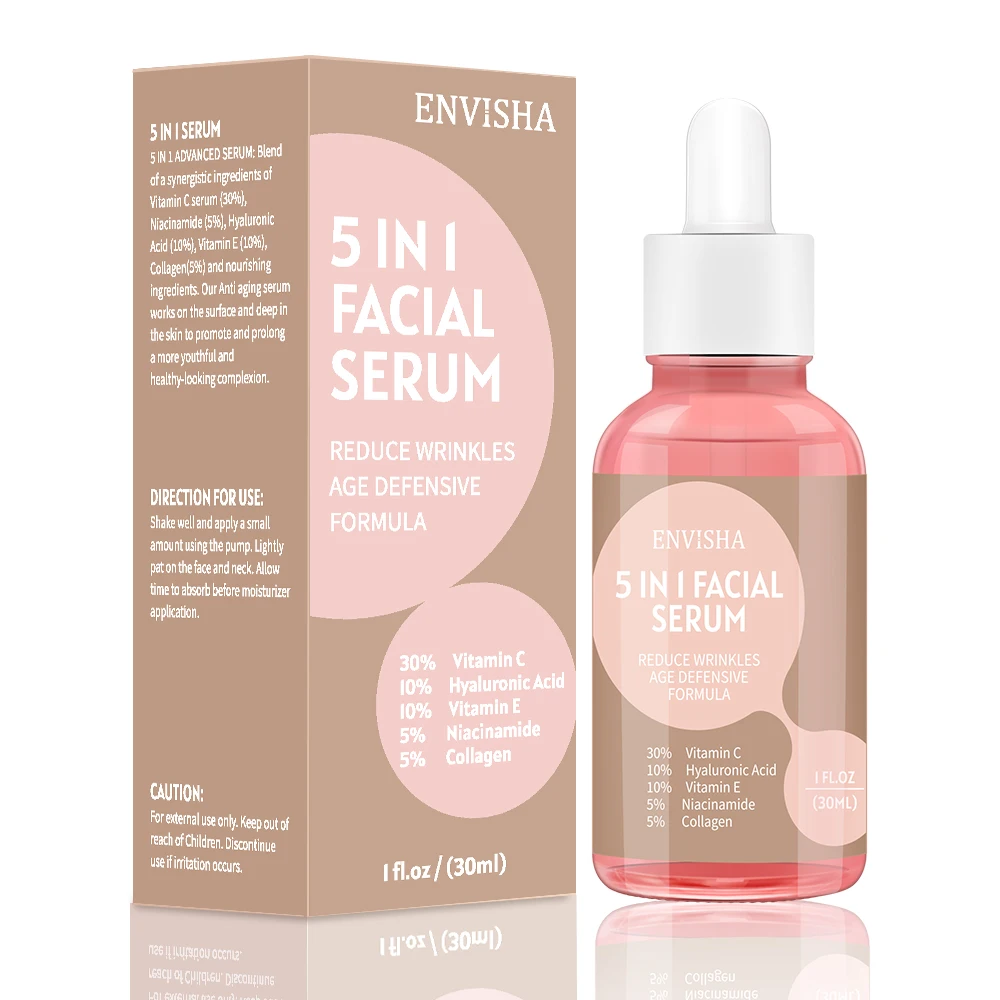 

Private Label Skin Care Serum 5 IN 1 30% Vitamin C Anti Aging Whitening Face Serum 5% Niacinamide Collagen Facial Serum