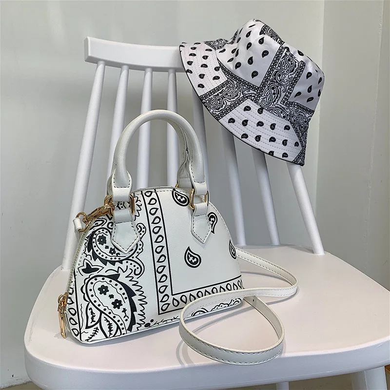 

2021Luxury mini purses designer bag set with hats ladies small hand bag bandana ptinting women handbag set, 7 colors