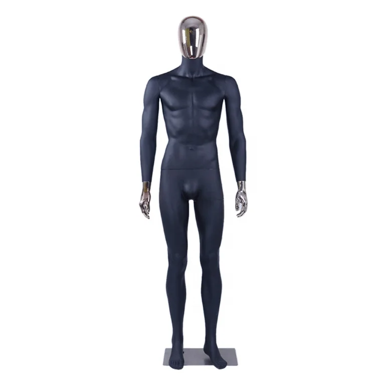 

FP-Man Hot Sale Boutique Clothes Display Manequin Budget Plastic Male Mannequin on Sale, Matt black with chrom head & hands