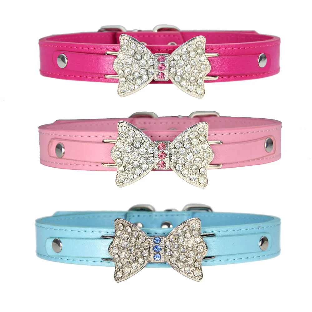 

Spot wholesale creative shiny diamond bow large dog collar