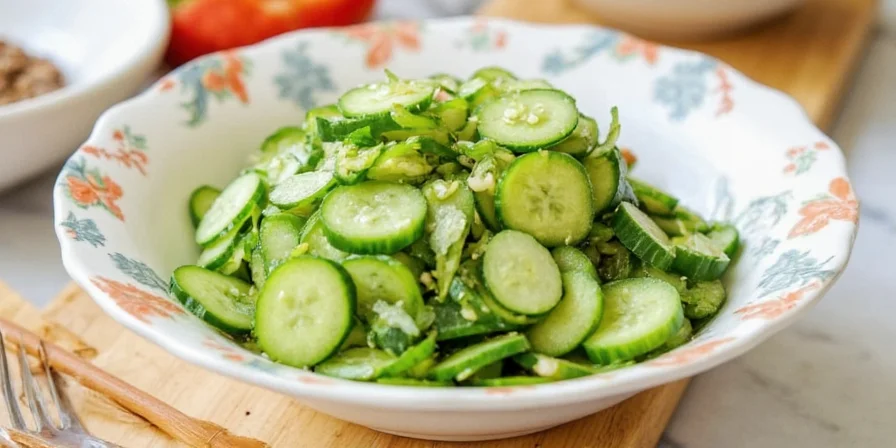 Step-by-step photo series showing cucumber slicing