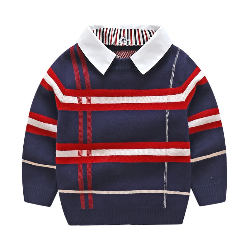 

2-8T Toddler Kid Boy Clothes Autumn Winter Warm pullover Top Long Sleeve Plain Sweater Fashion Knitted gentleman Outfit