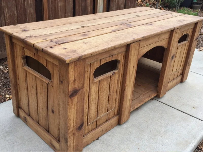 Reclaimed wood dog crate with ventilation holes