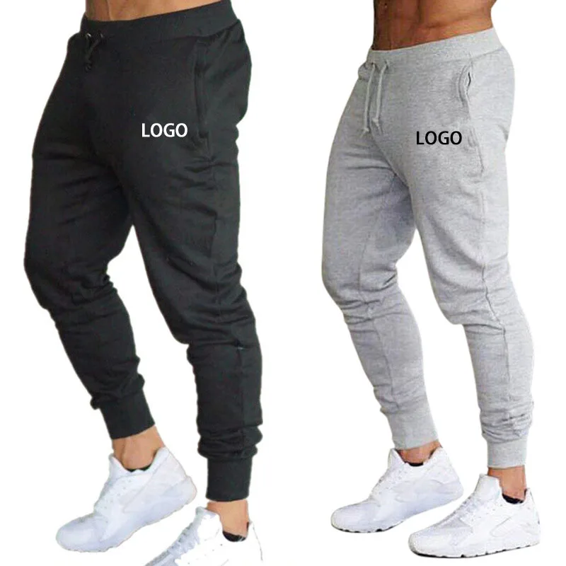 

Custom Logo Men Sweat Pant With Elastic Ankles Cotton Plus Size Men's Jogger Pants Trousers Solid Tapered Gym Track Pant, As pictures