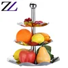 Birthday party pastry decoration items stainless 3-tier fruit plates riser food display stands dessert stand for wedding cake