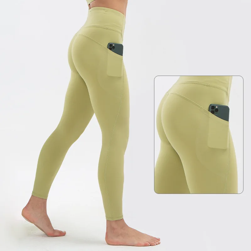 

2021 Yoga Pants With Pocket High Waist Naked-feel Fabric Squat Proof Elastic GYM Leggings Sport Women Fitness Workout Tights