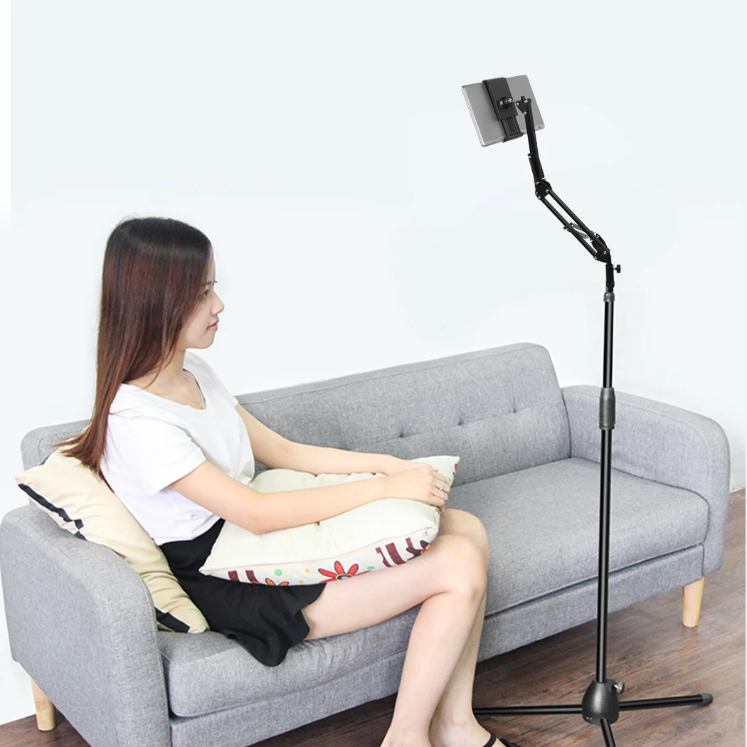 

Factory Price Durable Lazy Gooseneck Phone Holder Tripod Adjustable Floor Tablet Stand, Black