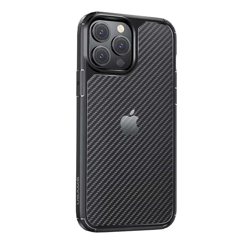 

USAMS 2021 New Full Cover Stripe Pattern Luxury Phone Accessories Protective Case for iPhone 13, Black