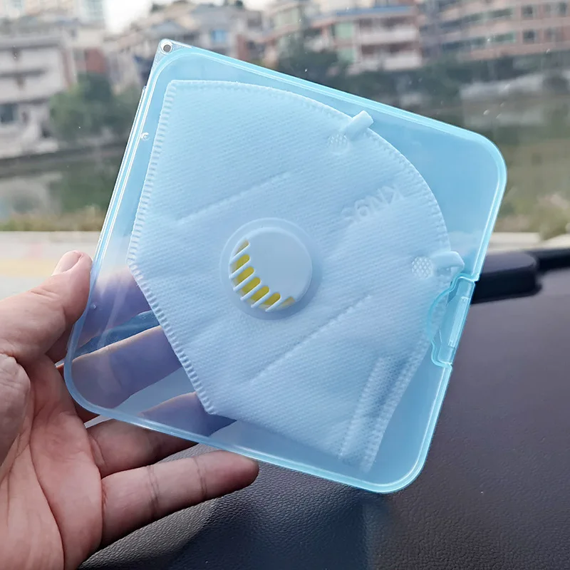 

Portable Face-mask Storage Case Plastic Box with Clip Closure Face Cover Holder with Cord, As pictures