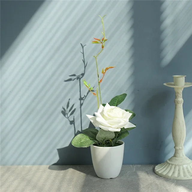 Wholesale Artificial Rose Potted Plants For Home Office Wedding Decor