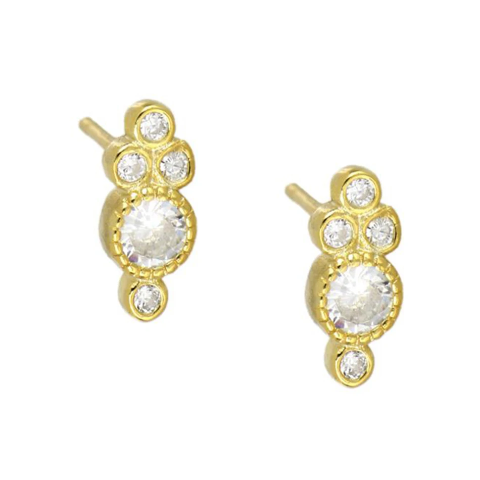 

Wholesale 925 Sterling Silver 18k Gold Plated Cubic Zircon Cluster Stud Earrings