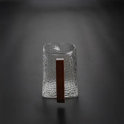 

Hammer Grain Glass Cup Gold Handle Hand Blown High Borosilicate Glass Mug, As picture