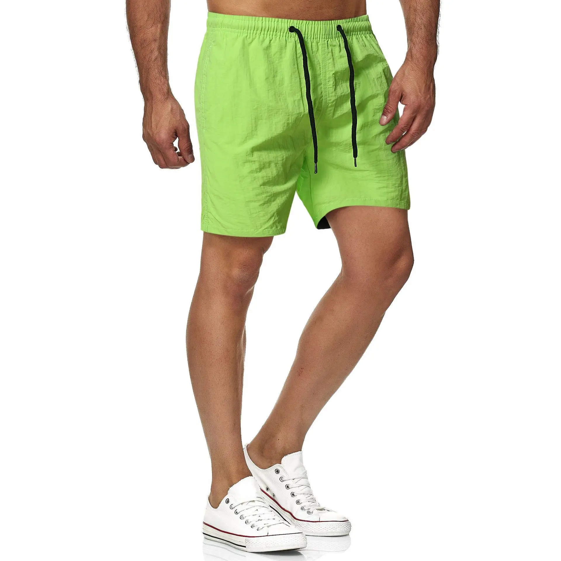 

CKDC2151 Wholesale Summer Plain Solid Polyester Custom Print Design Logo Cargo Drawstring Quick Dry Male Beach Shorts For Men