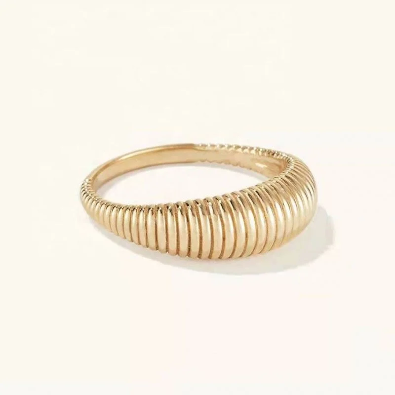 

High End PVD Gold Plated Croissant Rings for Women 2021 Stainless Steel Jewelry Manufacture Customized Jewelry