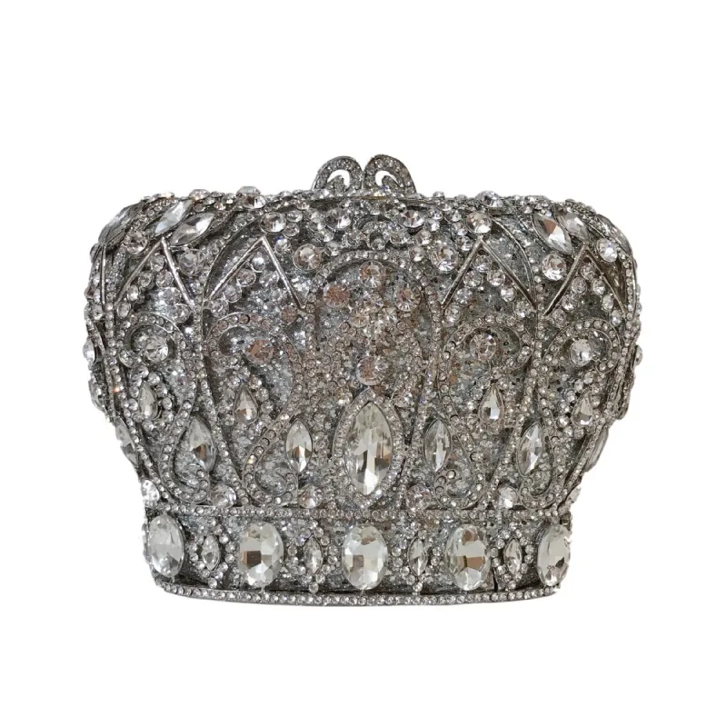 

Trendy Ladies Crown Rhinestone Handbag Wedding Party Evening Clutch Purse Crystal Diamonds Shoulder Bags/, Blue/gold/silver/rose red