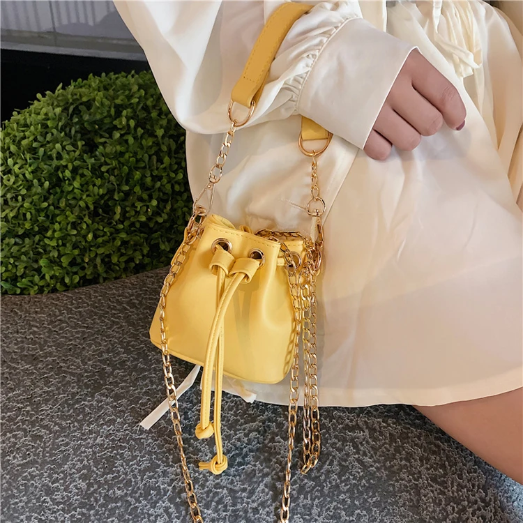 

High Sense Small Bag Female 2020 Korean Fashion Chain Texture Handbag Bucket Bag, 4colors